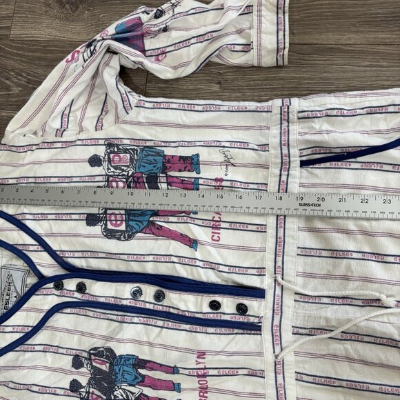 VTG 90s Esleep One Piece Jumpsuit Sleep wear Pajama Pit Crew Brooklyn Baseball - Picture 12 of 16